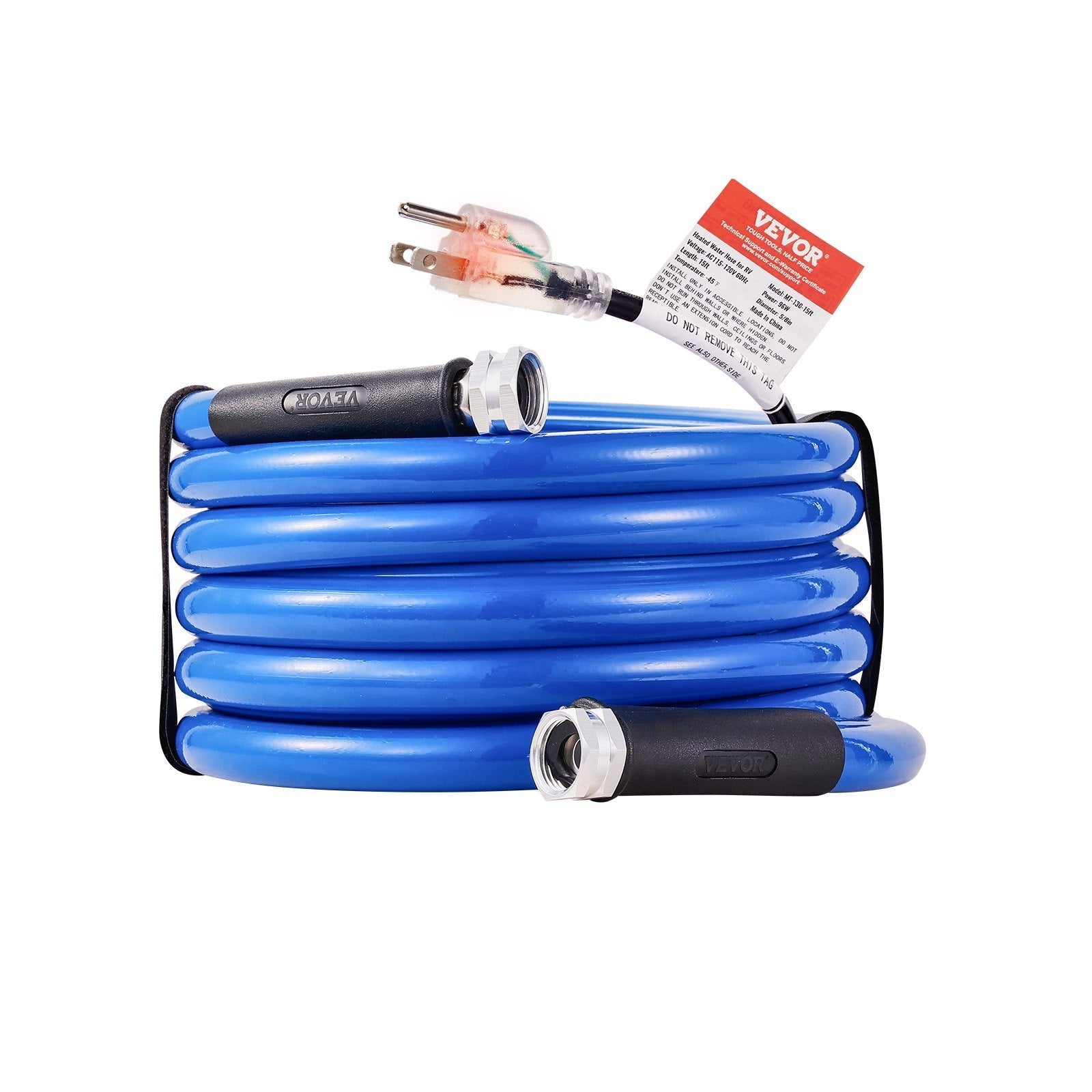 VEVOR 15ft Heated Water Hose for RV, Heated Drinking Water Hose Antifreeze to -45°F, Automatic Self-regulating, 5/8