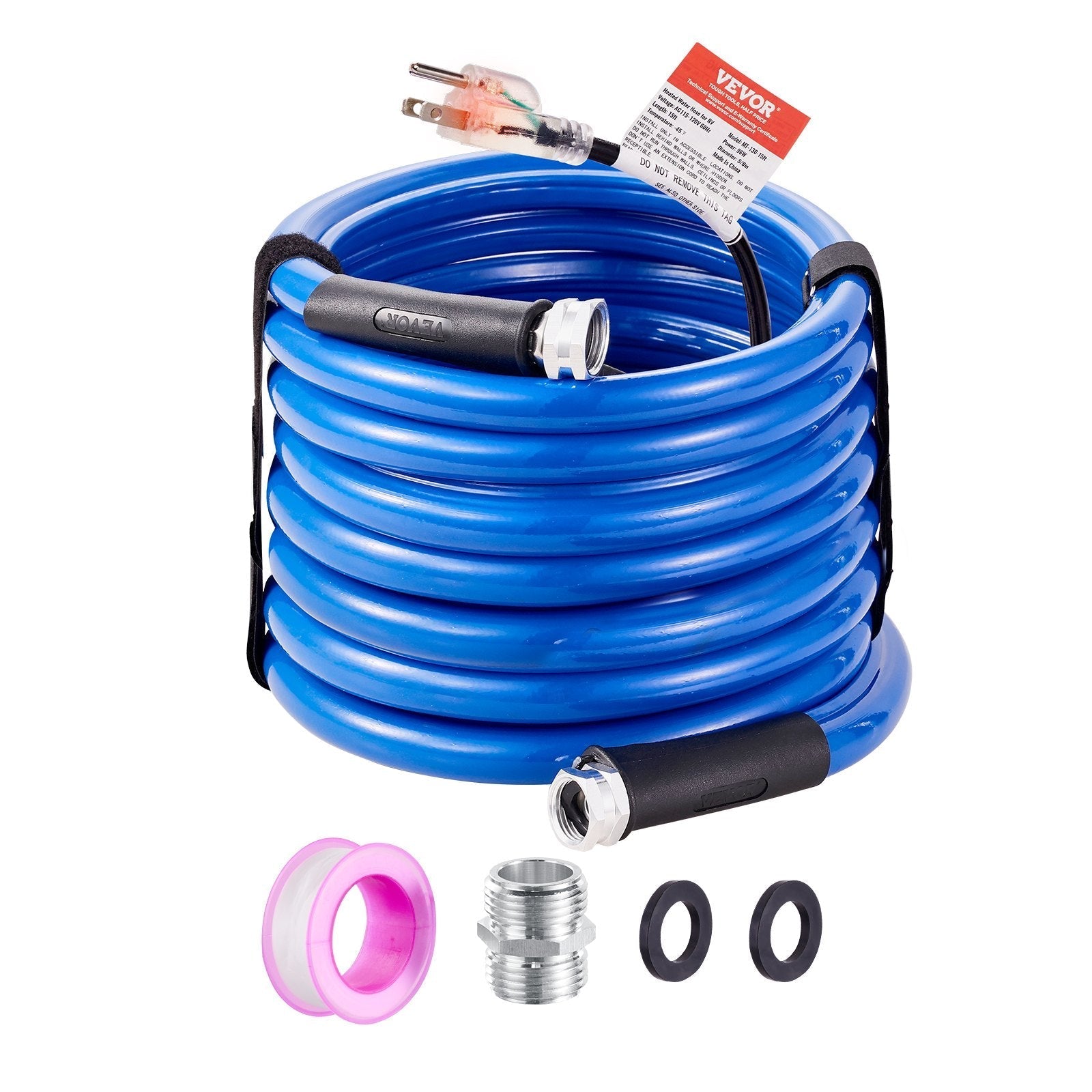 VEVOR 25ft Heated Water Hose for RV, Heated Drinking Water Hose Antifreeze to -45°F, Automatic Self-regulating, 5/8