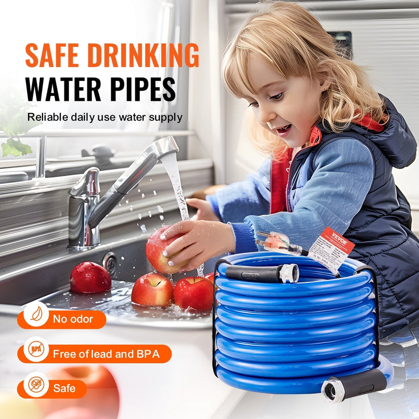 VEVOR 30ft Heated Water Hose for RV, Heated Drinking Water Hose Antifreeze to -45°F, Automatic Self-regulating, 5/8