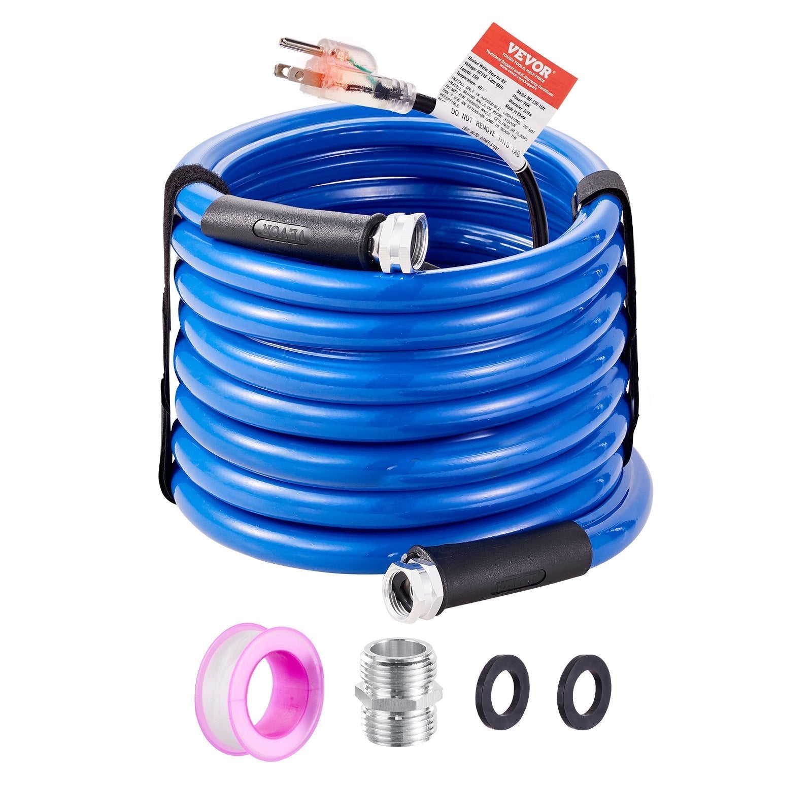 VEVOR 30ft Heated Water Hose for RV, Heated Drinking Water Hose Antifreeze to -45°F, Automatic Self-regulating, 5/8