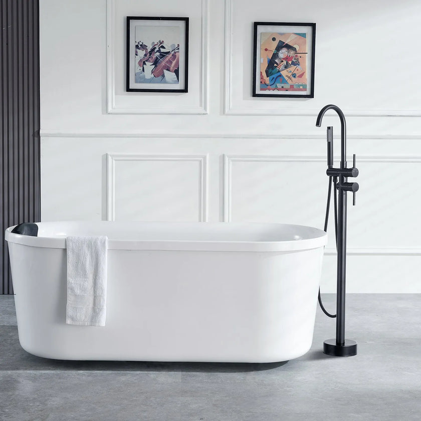 VEVOR Freestanding Bathtub Faucet, Floor Mount, Freestanding Tub Filler, Shower Mixer Taps, Two Water Modes, 360° Swivel Spout, for Bathing & Showering Pet Bathing Cleaning Drains Toilet Flushing