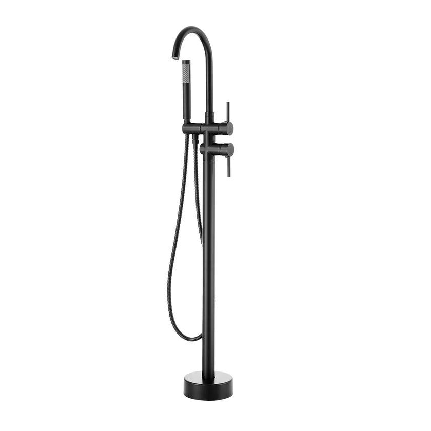 VEVOR Freestanding Bathtub Faucet, Floor Mount, Freestanding Tub Filler, Shower Mixer Taps, Two Water Modes, 360° Swivel Spout, for Bathing & Showering Pet Bathing Cleaning Drains Toilet Flushing
