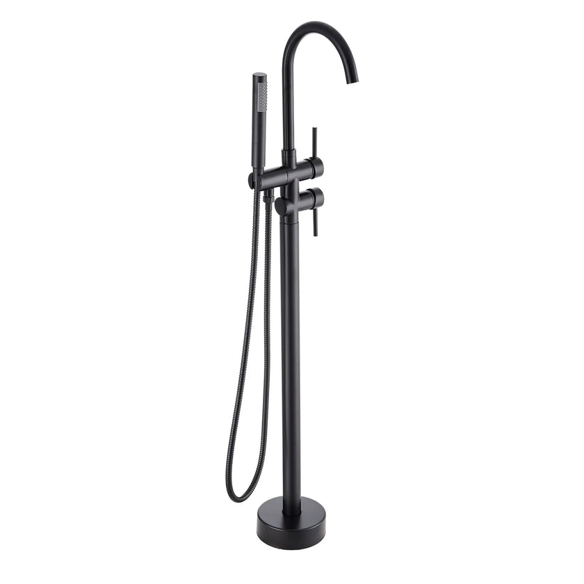 VEVOR Freestanding Bathtub Faucet, Floor Mount, Freestanding Tub Filler, Shower Mixer Taps, Two Water Modes, 360° Swivel Spout, for Bathing & Showering Pet Bathing Cleaning Drains Toilet Flushing