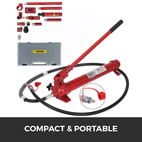 10Ton Porta Power Hydraulic Jack Body Frame Repair Kit 1.4M Lengthen Hose Lift Ram
