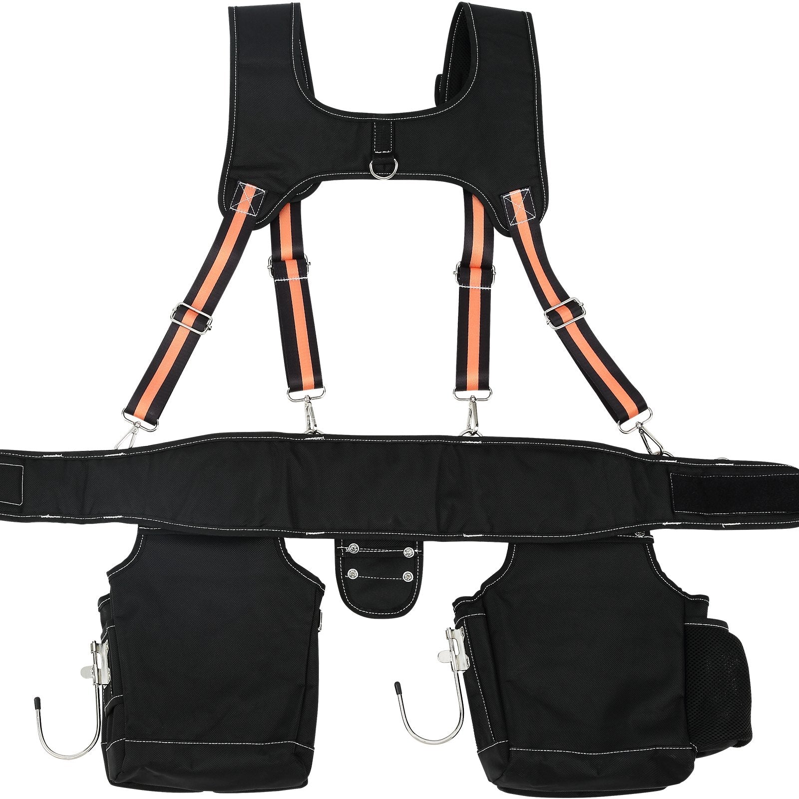VEVOR Tool Belt with Suspenders, 29 Pockets, 29-54 inches Adjustable Waist Size, Tool Belts for Men, 1680D Polyester Heavy Duty Carpenter Tool Pouch for Carpenters, Electricians, and Gardening, Black