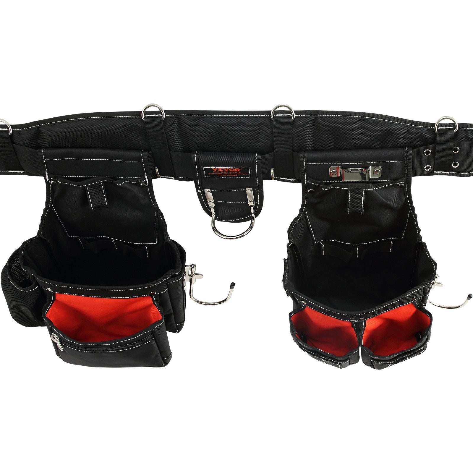 VEVOR Tool Belt with Suspenders, 29 Pockets, 29-54 inches Adjustable Waist Size, Tool Belts for Men, 1680D Polyester Heavy Duty Carpenter Tool Pouch for Carpenters, Electricians, and Gardening, Black