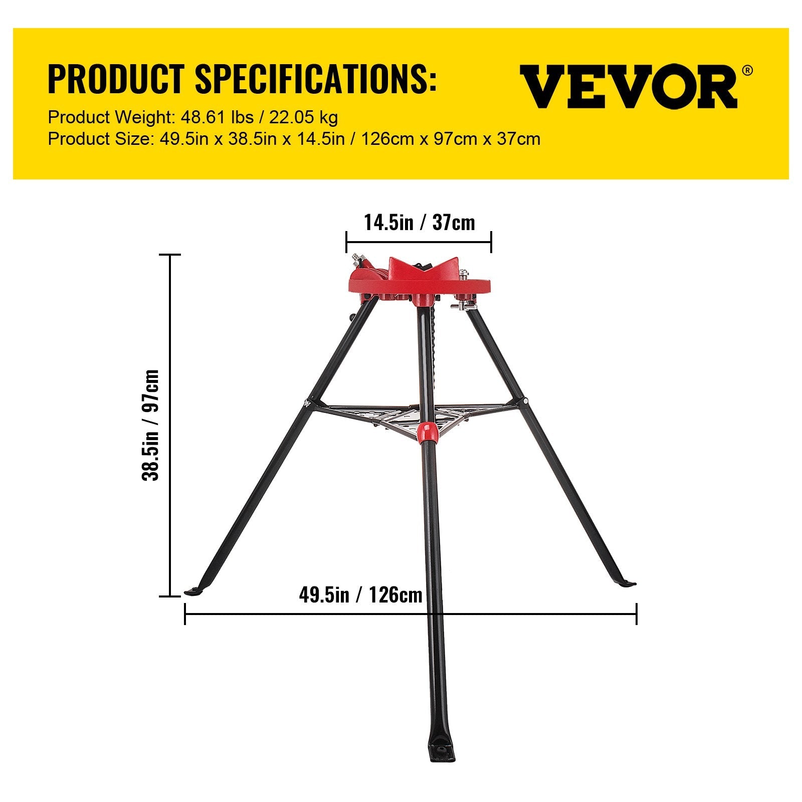 VEVOR 460-6 Tripod Pipe Chain Vise 1/8\