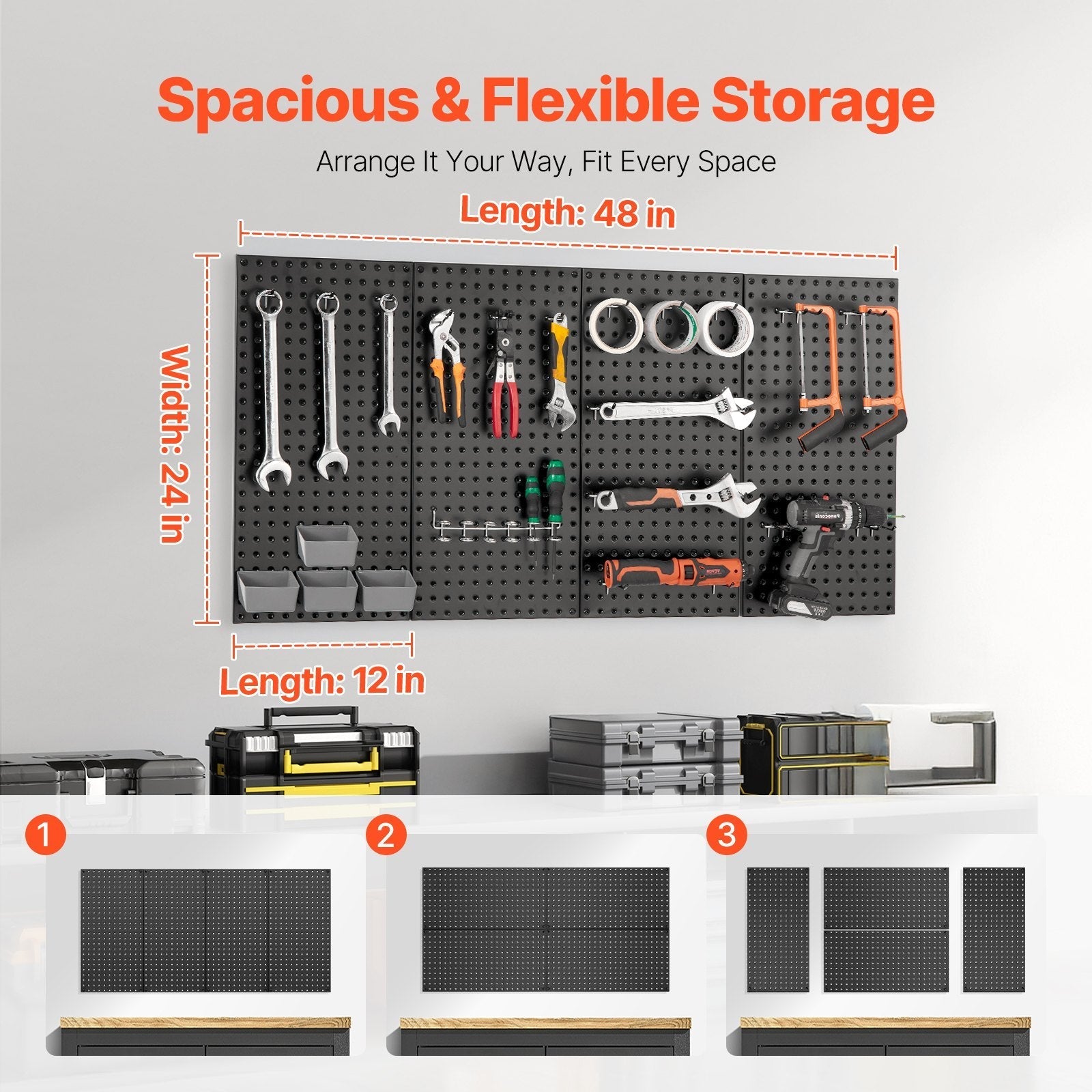VEVOR Metal Pegboard Panels 4 panels 24