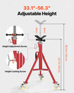 VEVOR Pipe Stand, Pipe Jack Stand, V Head Pipe Stand Adjustable Height 28-52 Inch, Pipe Jack Stands with Casters, Folding Portable Pipe Stands 1/8 to 12 Inch Pipe Supporting, Steel Jack Stand