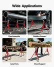 VEVOR Pipe Stand, Pipe Jack Stand, V Head Pipe Stand Adjustable Height 28-52 Inch, Pipe Jack Stands with Casters, Folding Portable Pipe Stands 1/8 to 12 Inch Pipe Supporting, Steel Jack Stand