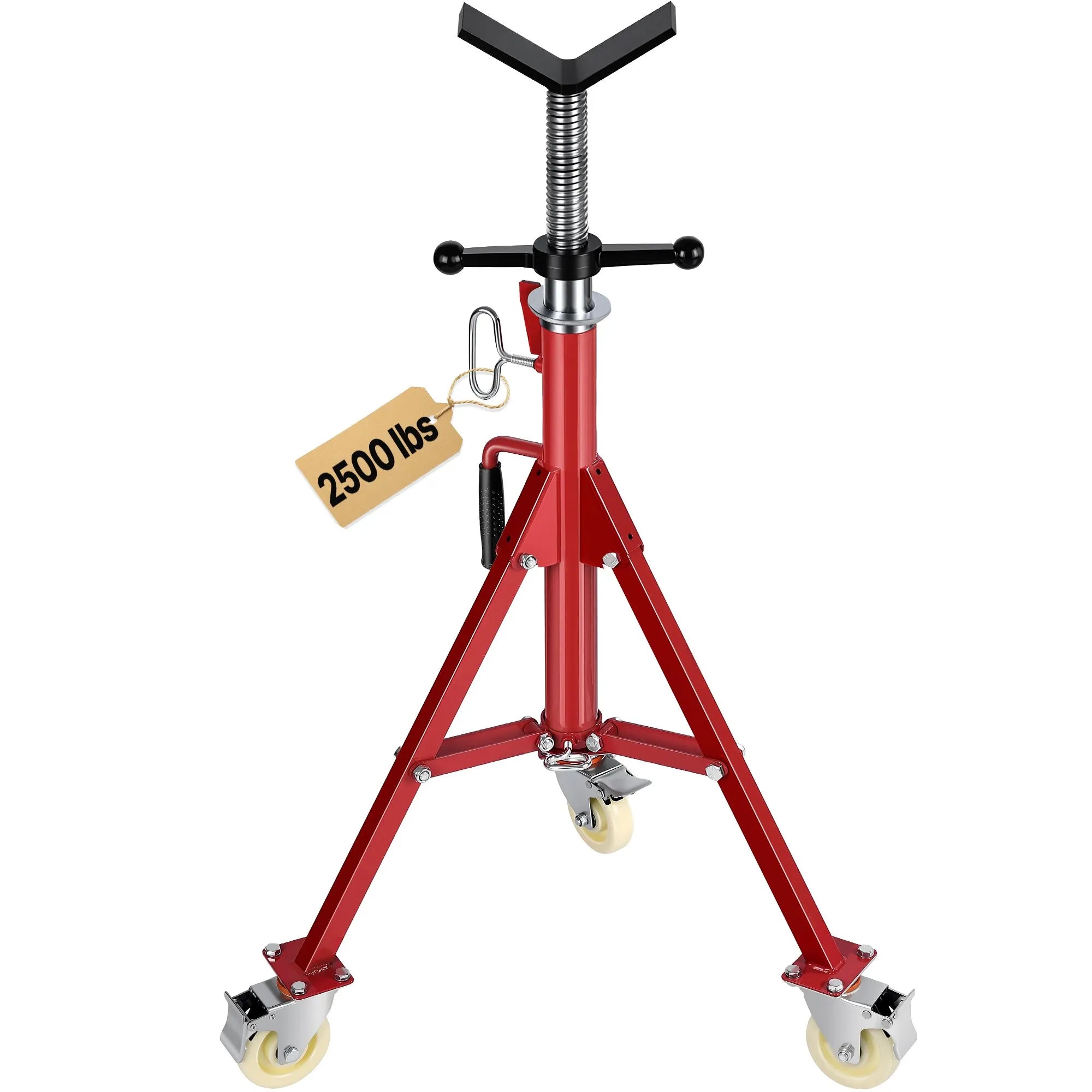 VEVOR Pipe Stand, Pipe Jack Stand, V Head Pipe Stand Adjustable Height 28-52 Inch, Pipe Jack Stands with Casters, Folding Portable Pipe Stands 1/8 to 12 Inch Pipe Supporting, Steel Jack Stand