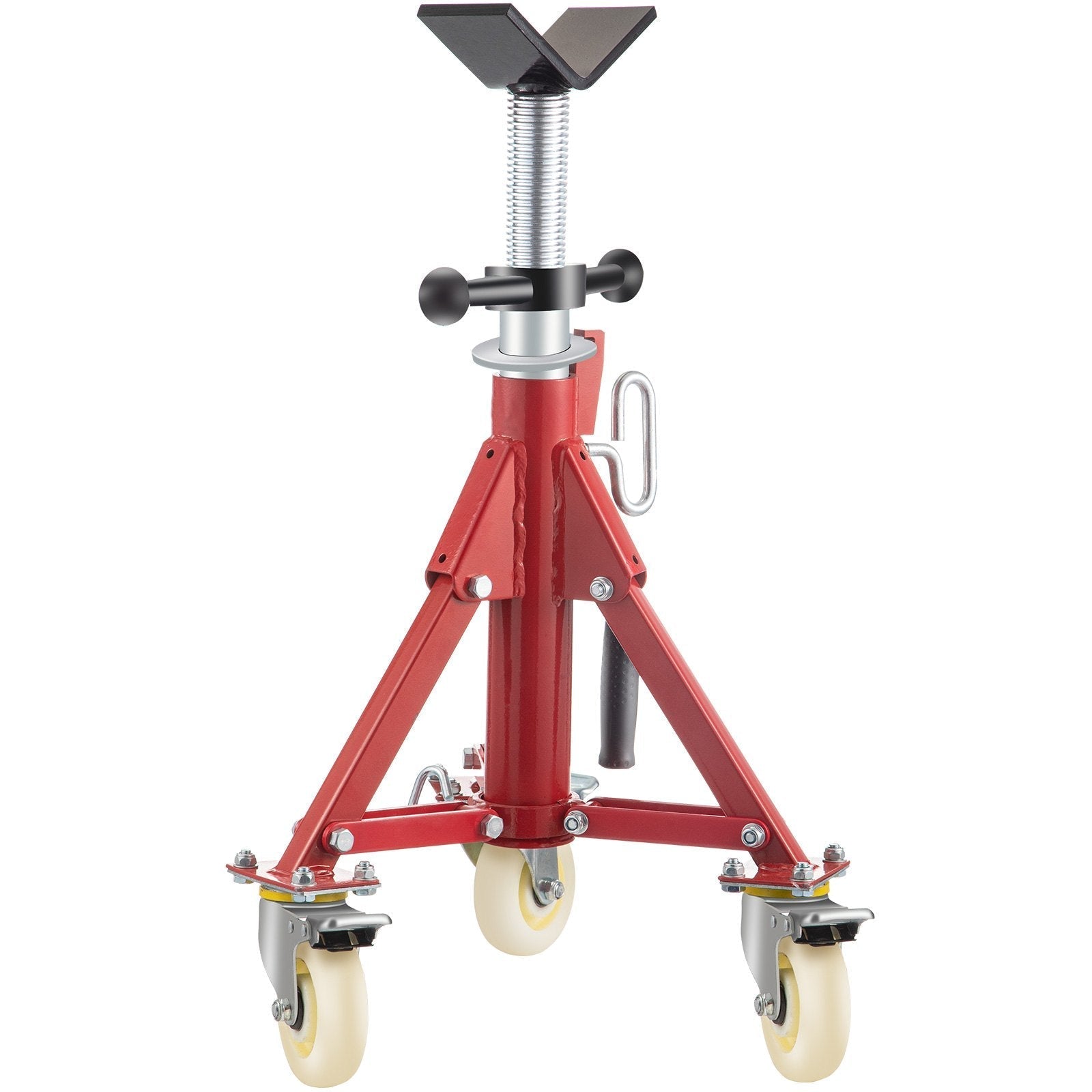 VEVOR Pipe Stand, Pipe Jack Stand, V Head Pipe Stand Adjustable Height 20-37 Inch, Pipe Jack Stands with Casters 882 LB, Folding Portable Pipe Stands 1/8 to 12 Inch Pipe Supporting, Steel Jack Stand