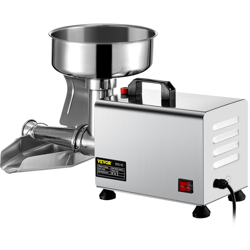 VEVOR 110V Electric Tomato Strainer 370W Commercial Grade Tomato Milling Machine Stainless Steel Tomato Press and Strainer 90-160 Kg/H Pure Copper Motor Food Strainer and Sauce Maker