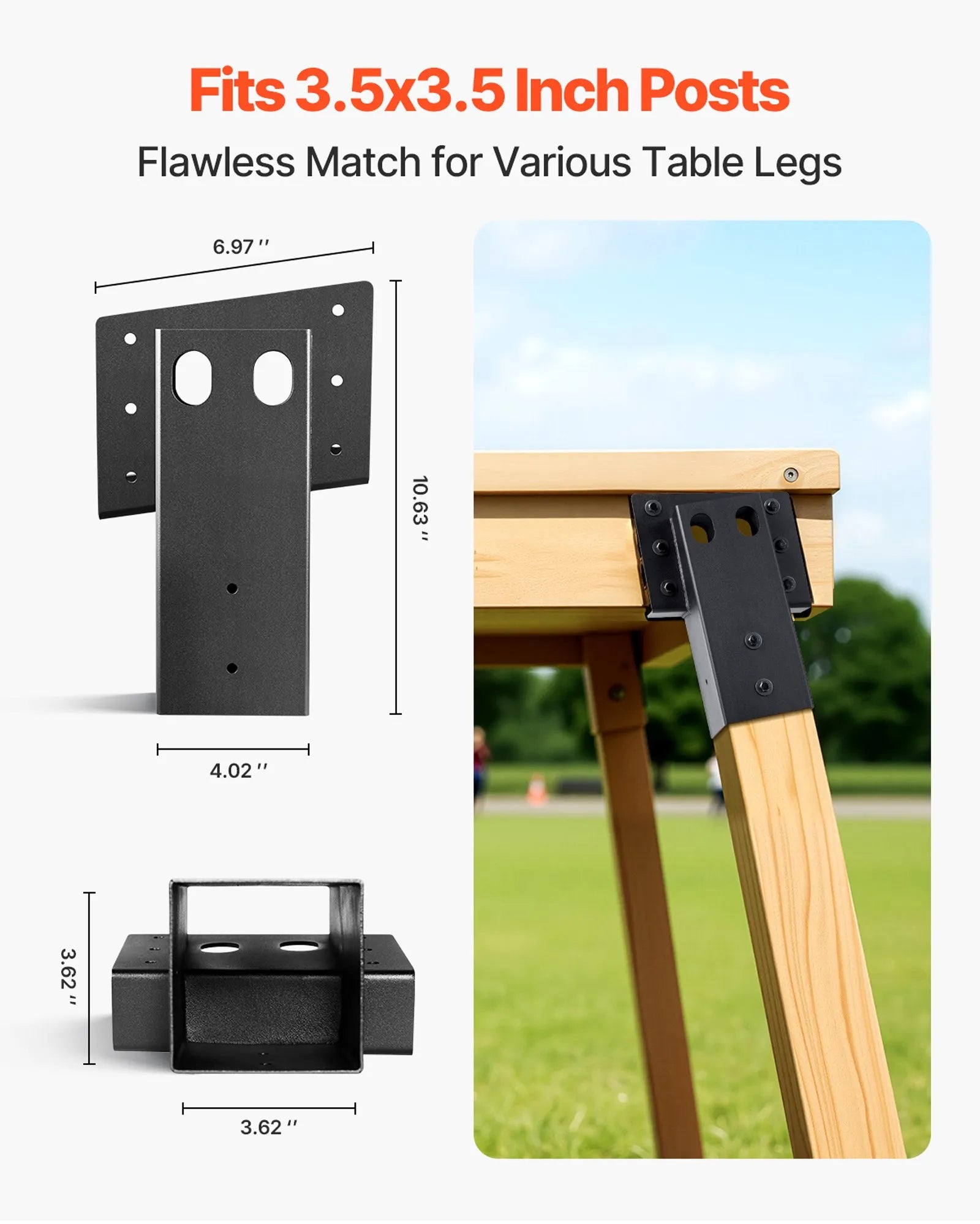 VEVOR Compound Angle Platform Brackets Fit 3.5x3.5 In/88.9x88.9 mm Lumber 4 Pcs