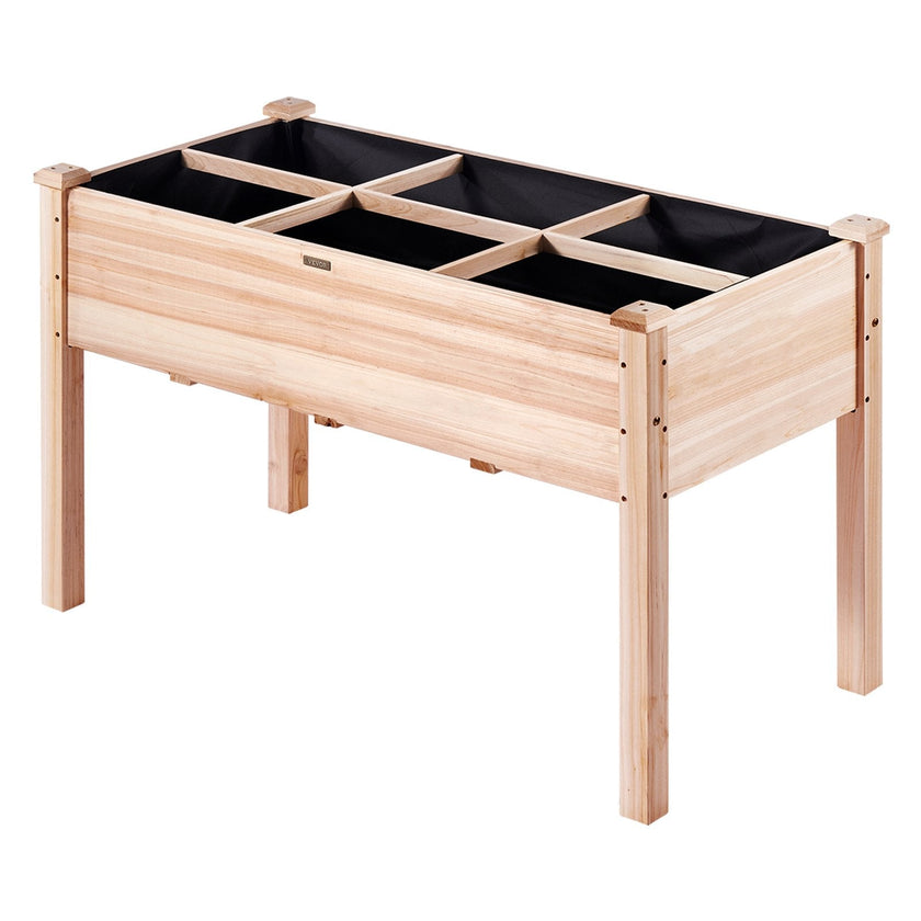 VEVOR Raised Garden Bed, 47.2 x 22.8 x 30 inch Wooden Planter Box, Elevated Outdoor Planting Boxes with Legs, for Growing Flowers/Vegetables/Herbs in Backyard/Garden/Patio/Balcony, Burlywood