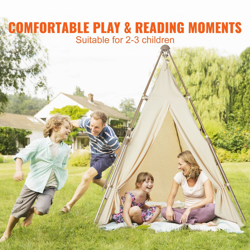 VEVOR Kids Play Tent, Teepee Tent for Kids 1-5 Years Old, Foldable Toddler Tent with Mat and Carrying Bag, Tent for Kids with Windows for Indoor and Outdoor, Kids Tent for Boys and Girls, Beige
