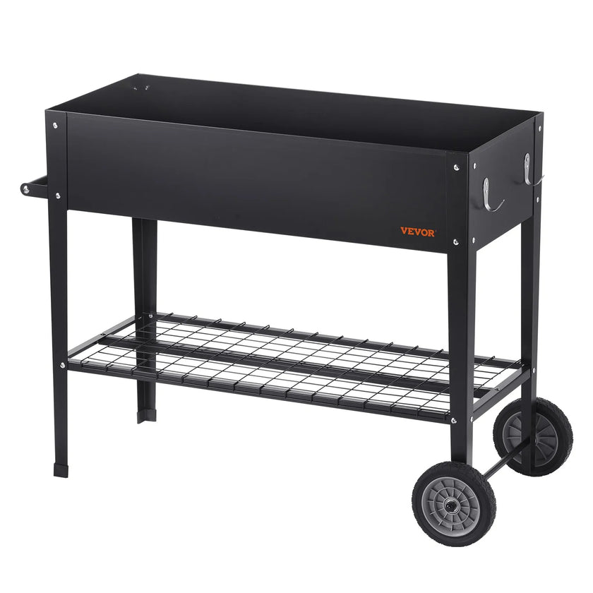 VEVOR Raised Garden Bed, 42.5 x 19.5 x 31.5 inch Galvanized Metal Planter Box, Elevated Outdoor Planting Boxes with Legs, for Growing Flowers/Vegetables/Herbs in Backyard/Garden/Patio/Balcony, Black