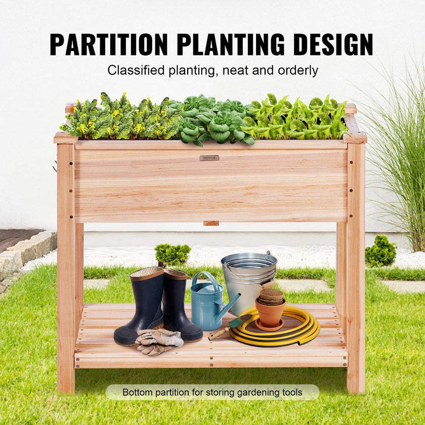 VEVOR Wooden Raised Garden Bed Planter Box 33.9x18.1x30