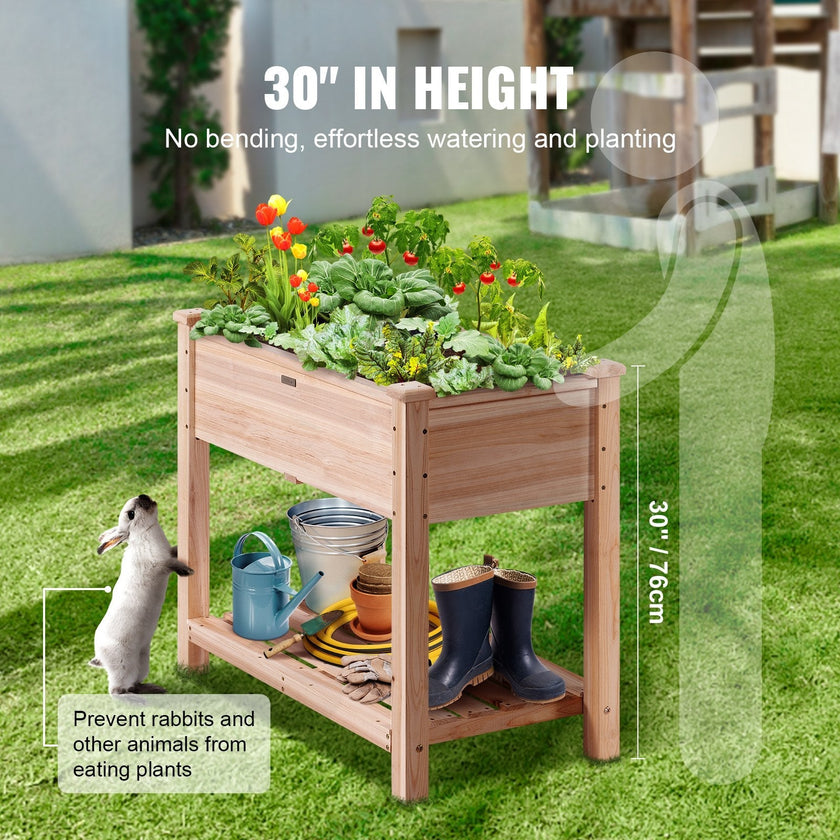 VEVOR Wooden Raised Garden Bed Planter Box 33.9x18.1x30