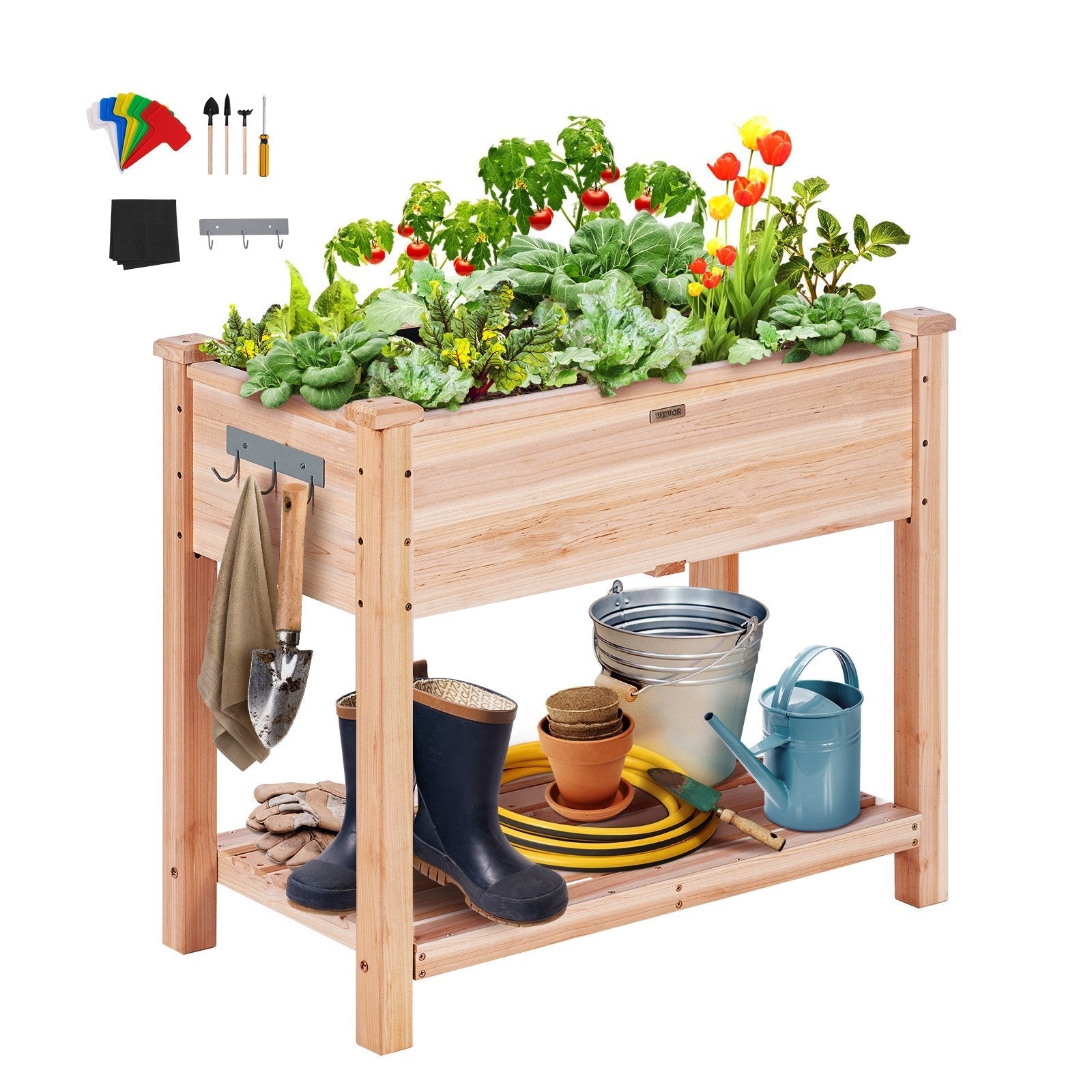 VEVOR Wooden Raised Garden Bed Planter Box 33.9x18.1x30