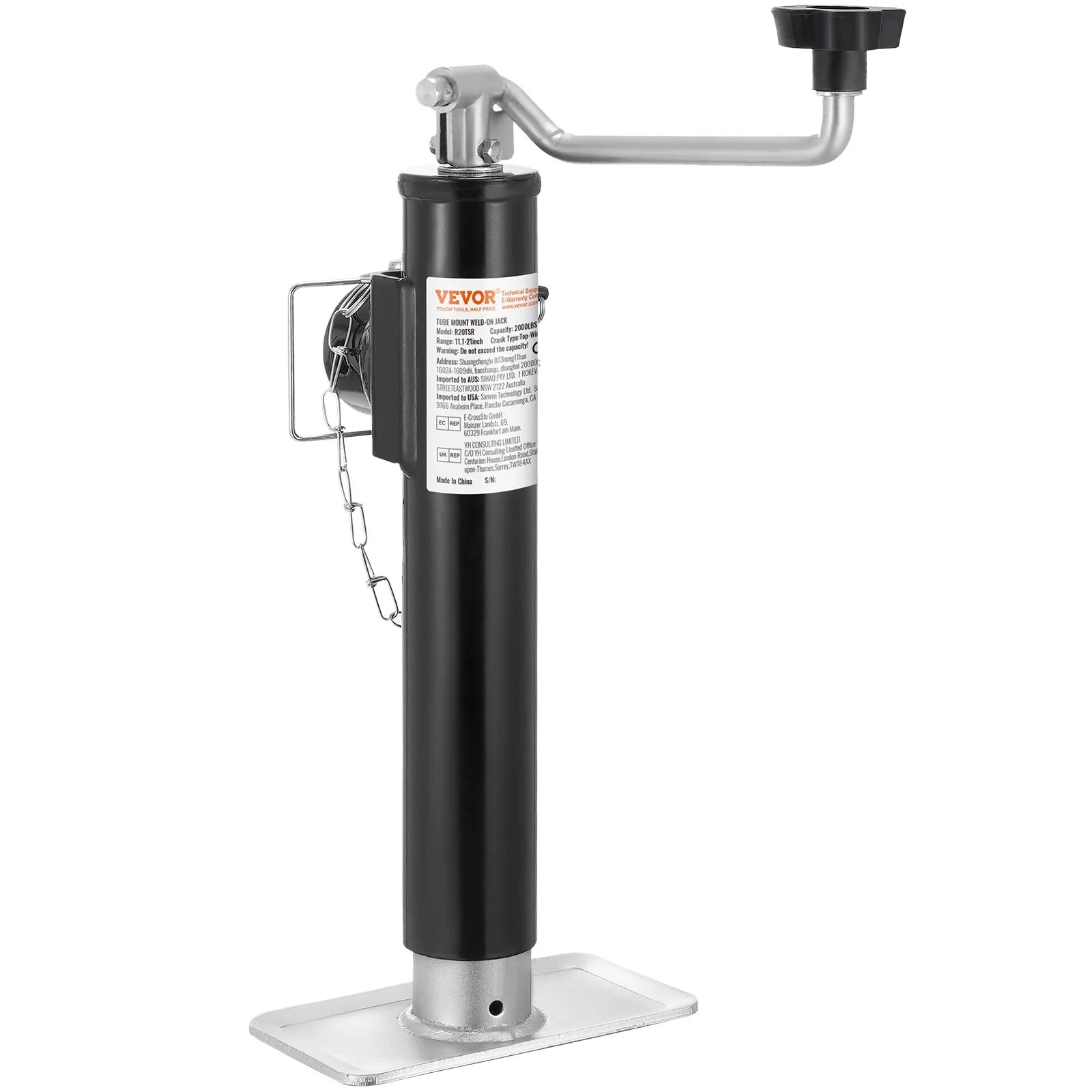 VEVOR Trailer Jack Weld-on Pipe Mount Swivel Trailer Jack 2000 lbs 10