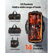 VEVOR 20-Inch Tool Bag with 33 Pockets, Heavy-Duty Portable Tool Organizer, Water-Resistant 1680D Polyester Toolbox with Shoulder Strap & Large Zipper Opening