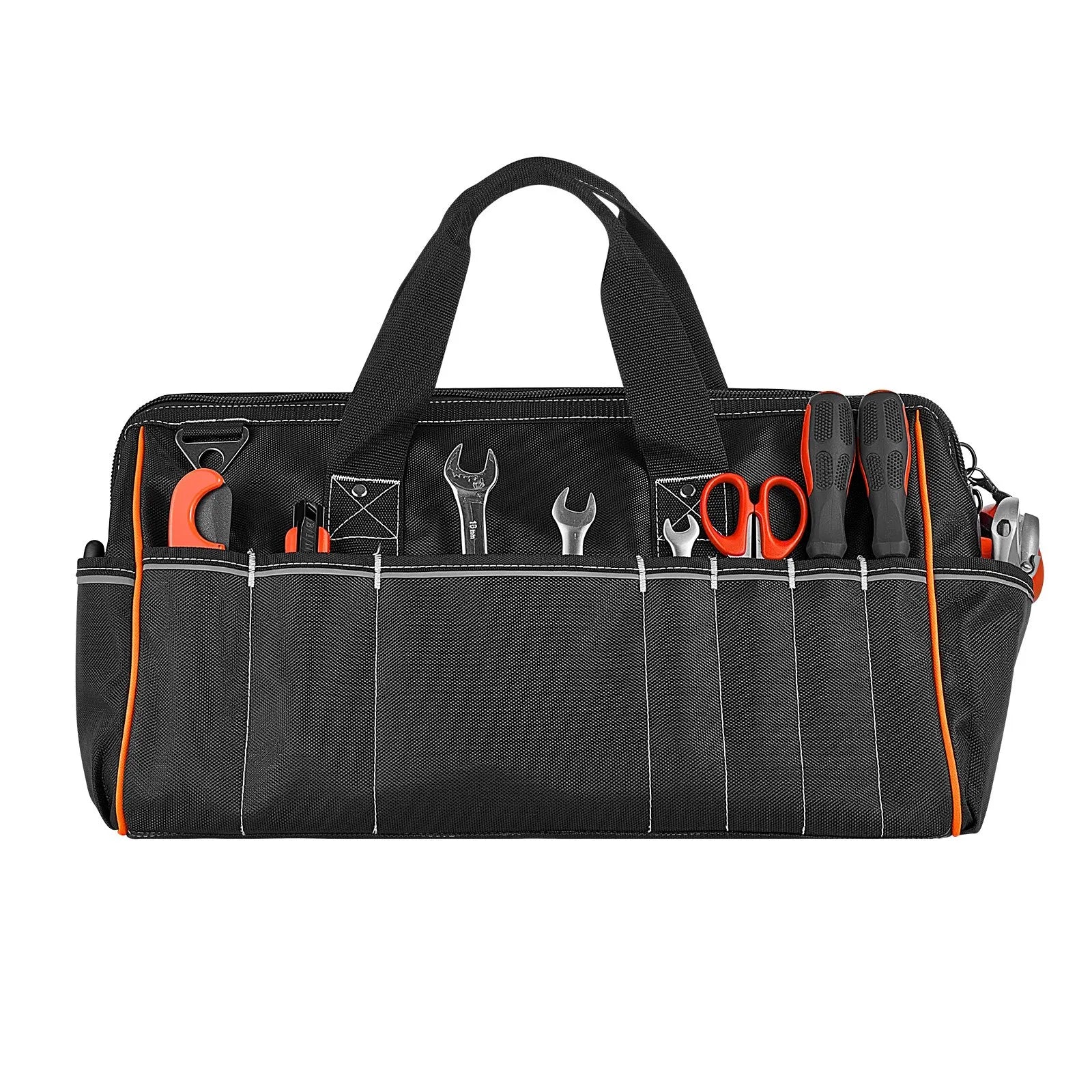 VEVOR 20-Inch Tool Bag with 33 Pockets, Heavy-Duty Portable Tool Organizer, Water-Resistant 1680D Polyester Toolbox with Shoulder Strap & Large Zipper Opening