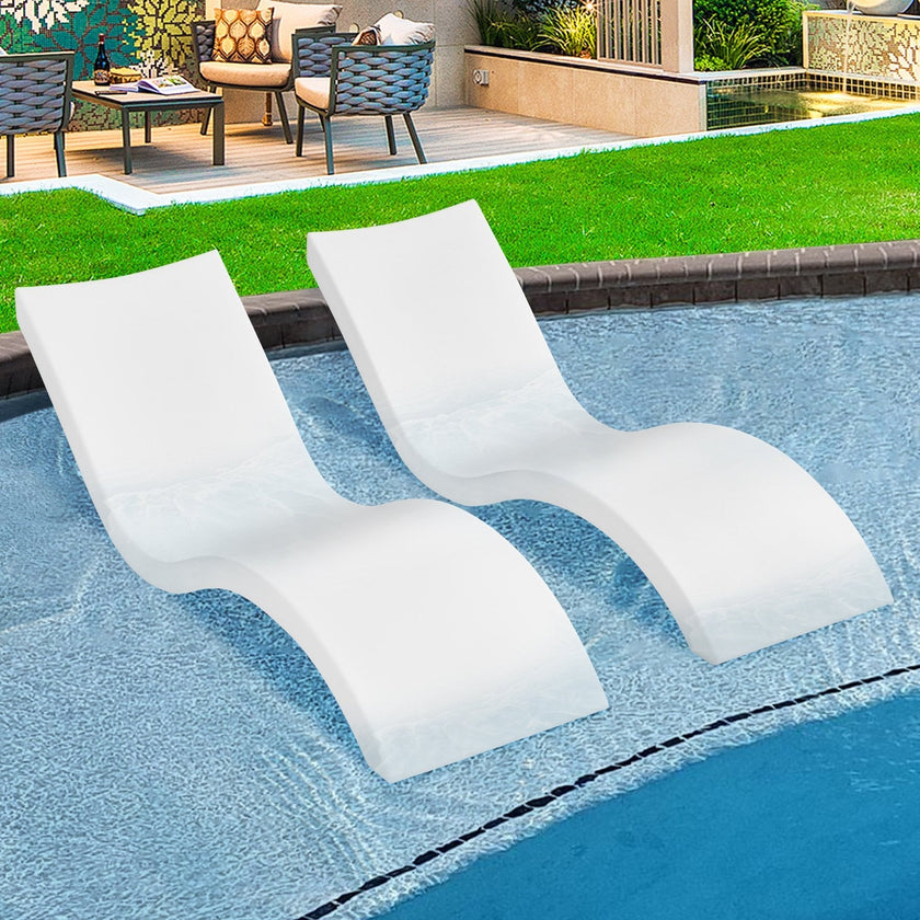 VEVOR in-Pool Lounge Chairs, Set of 2 Chaise Lounger, Inside Pool Lounge Chairs for Water Depths up to 9