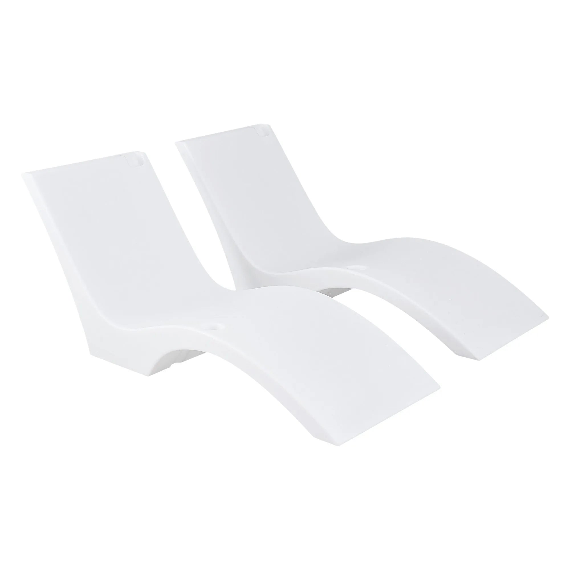 In-Pool Chaise Lounge Chairs Set of 2, Water-Filled Sun Shelf Pool Loungers with Cup & Phone Holder, White