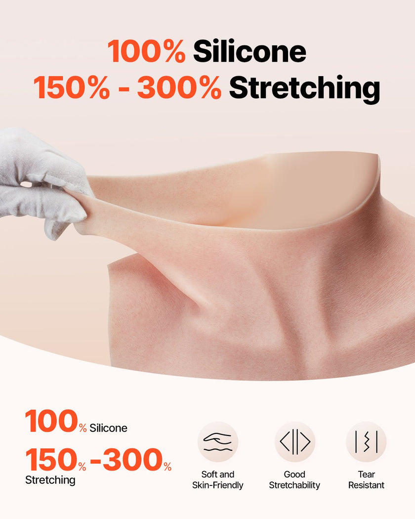 VEVOR Silicone Breastplate K Sized High Neck Fake Breasts for Cosplay Drag Queen