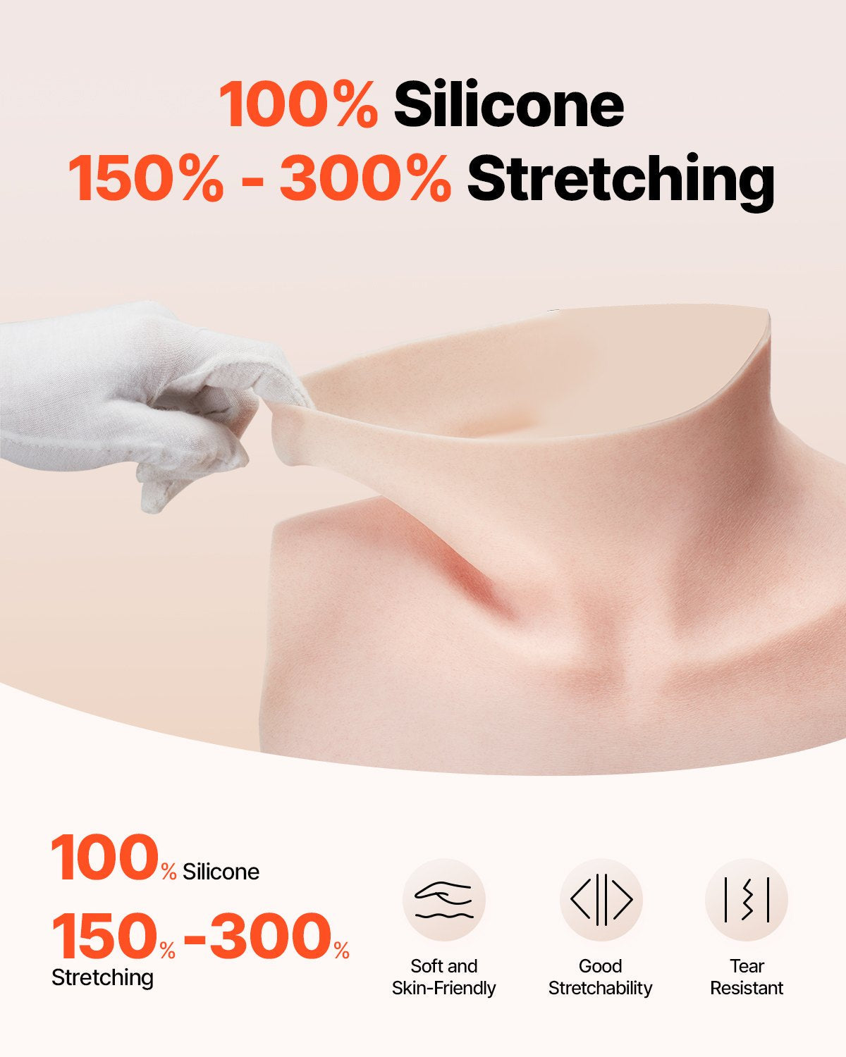 VEVOR Silicone Breastplate D-Cup High Neck Fake Breasts for Cosplay Drag Queen