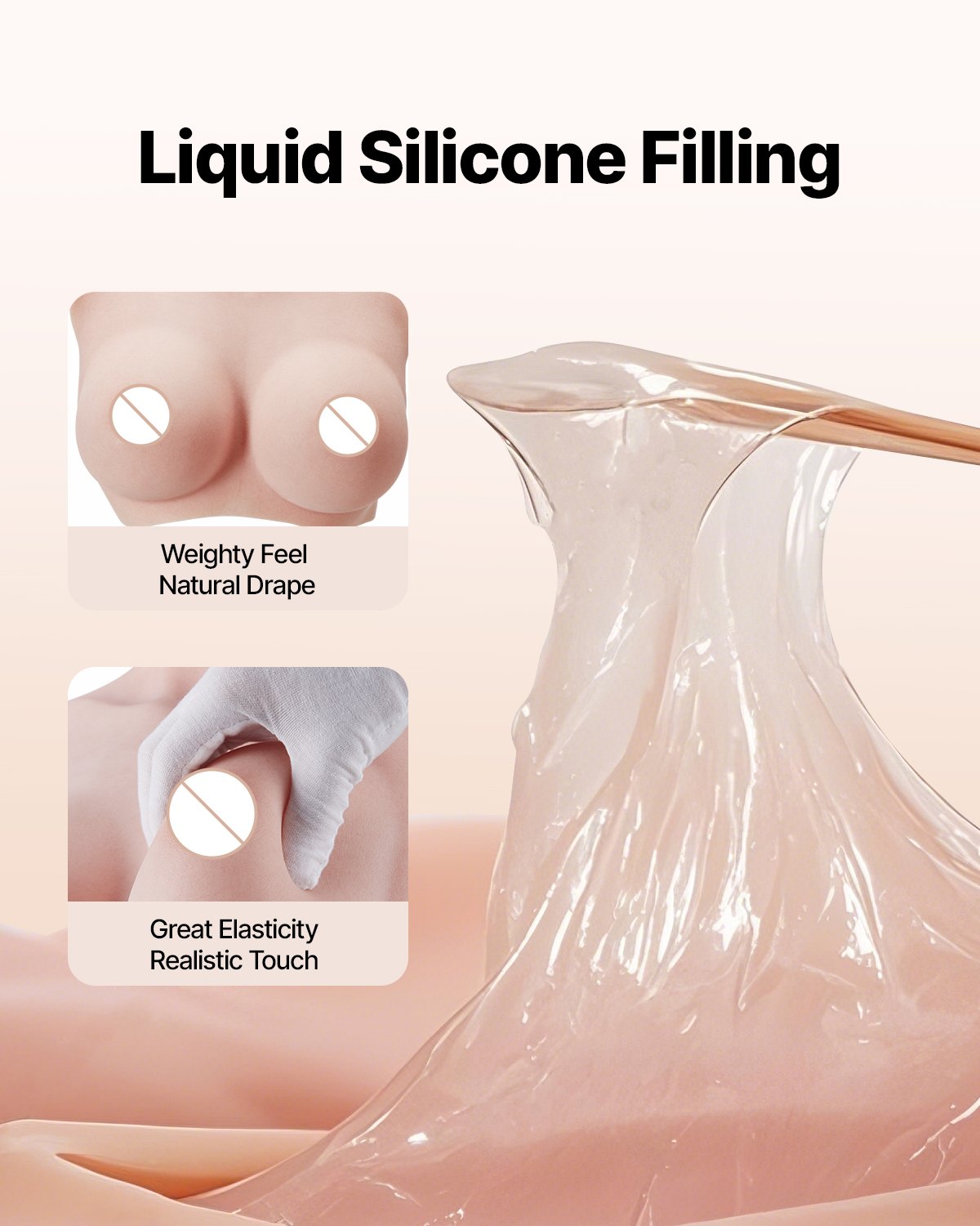 VEVOR Silicone Breastplate D-Cup High Neck Fake Breasts for Cosplay Drag Queen