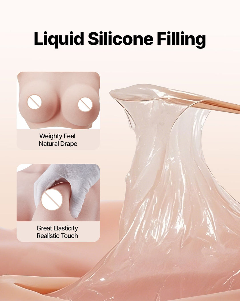 VEVOR Silicone Breastplate D-Cup High Neck Fake Breasts for Cosplay Drag Queen