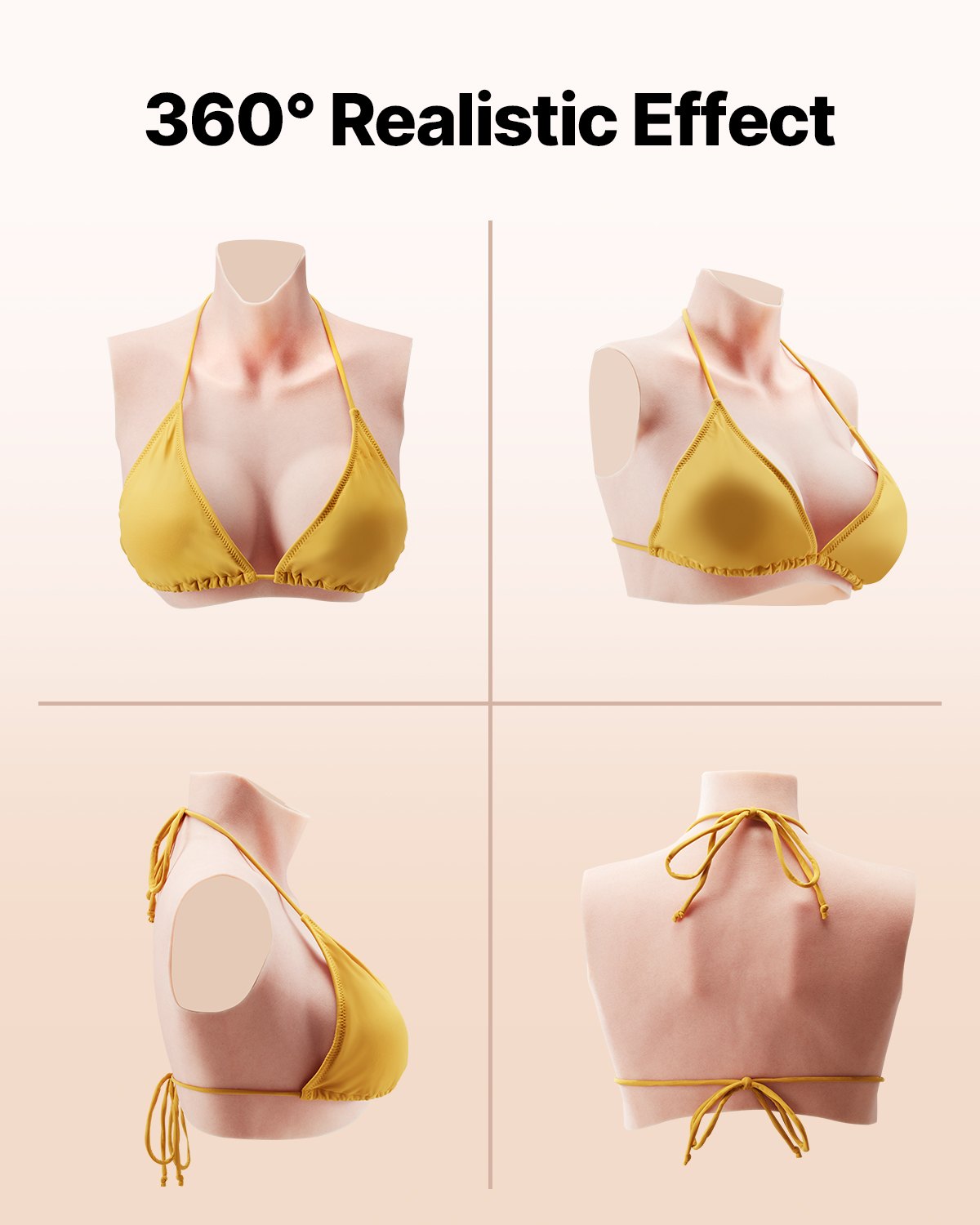 VEVOR Silicone Breastplate D-Cup High Neck Fake Breasts for Cosplay Drag Queen
