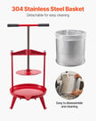 VEVOR Fruit Wine Press Manual Press for Wine Making 3.69 Gal/14L Stainless Steel