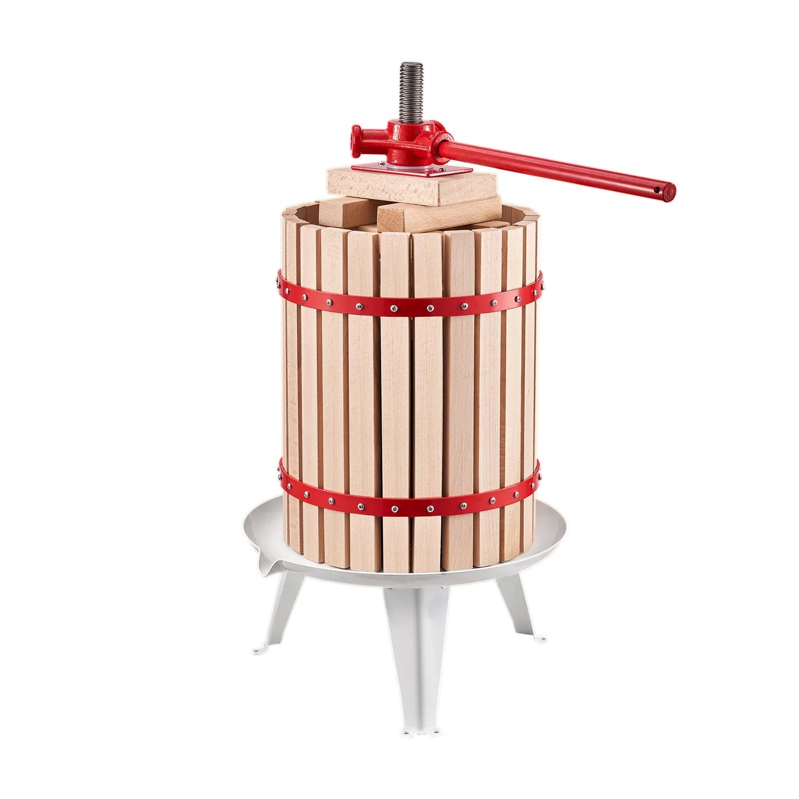 VEVOR Fruit Wine Press Manual Press for Wine Making 4.75 Gal/18L Wood Basket