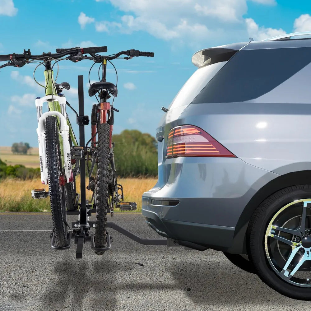 VEVOR Hitch Mount Bike Rack, 2-Bike Platform Style, 80 LBS Max Capacity Bike Rack Hitch for 1.25-/2-inch Receiver, Titling and Folding Bike Carrier with Tires up to 2.4