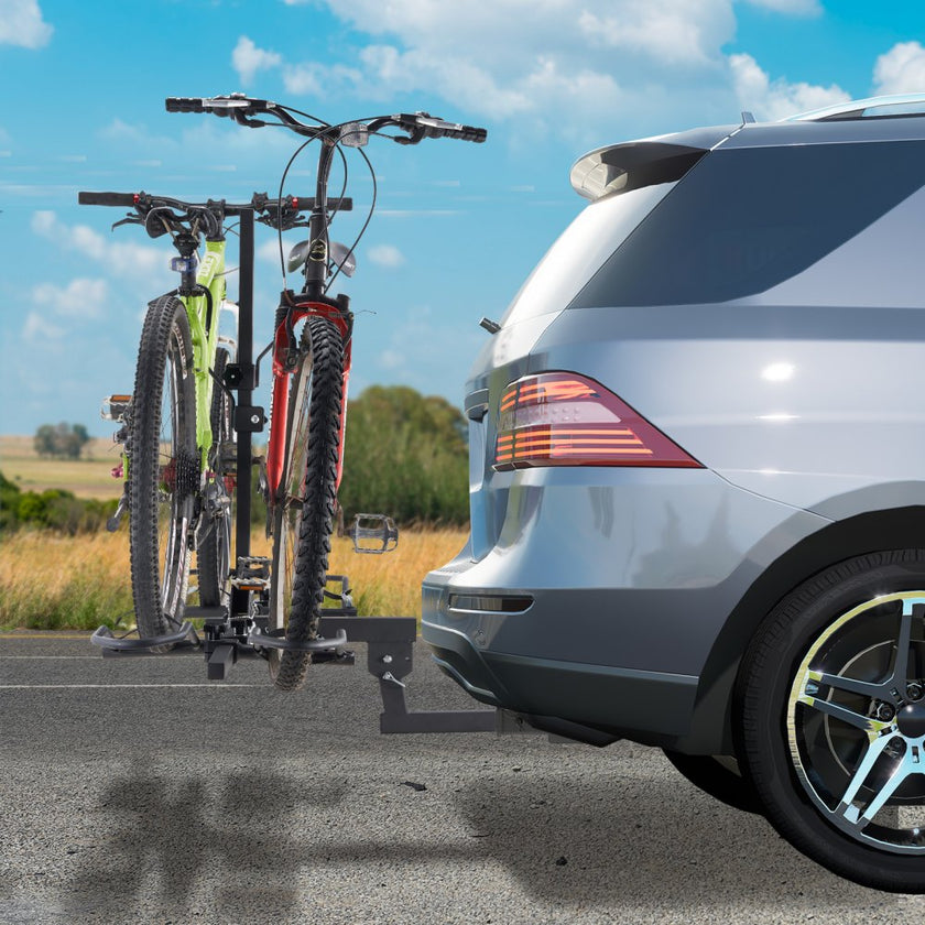 VEVOR Hitch Mount Bike Rack, 2-Bike Platform Style, 160 LBS Max Capacity Bike Rack Hitch for 2-inch Receiver, Titling and Folding Bike Carrier with Tires up to 5