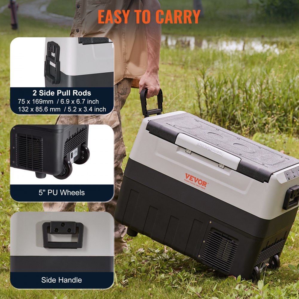 VEVOR Car Refrigerator, 12 Volt Car Refrigerator Fridge, 37 QT/35 L Dual Zone Portable Freezer, -4?-50? Adjustable Range, 12/24V DC and 100-240V AC Compressor Cooler for Outdoor, Camping, Travel, RV