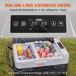 VEVOR Car Refrigerator, 12 Volt Car Refrigerator Fridge, 40QT/38L Dual Zone Portable Freezer, -4?-50? Adjustable Range, 12/24V DC and 100-240V AC Compressor Cooler for Outdoor, Camping, Travel, RV