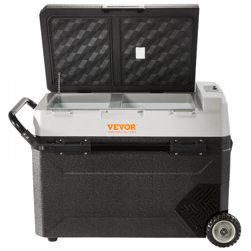 VEVOR Car Refrigerator, 12 Volt Car Refrigerator Fridge, 40QT/38L Dual Zone Portable Freezer, -4?-50? Adjustable Range, 12/24V DC and 100-240V AC Compressor Cooler for Outdoor, Camping, Travel, RV