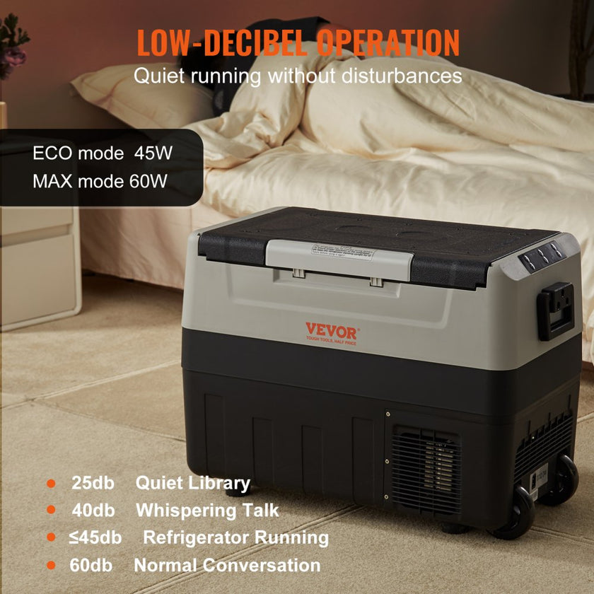 VEVOR Car Refrigerator, 12 Volt Car Refrigerator Fridge, 48 QT/45 L Dual Zone Portable Freezer, -4?-50? Adjustable Range, 12/24V DC and 100-240V AC Compressor Cooler for Outdoor, Camping, Travel, RV