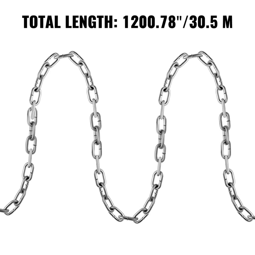 VEVOR Grade 30 Chain 3/16 Inch by 100Ft Length Grade 30 Proof Coil Chain Zinc Plated Grade 30 Chain for Towing Logging Agriculture and Guard Rails