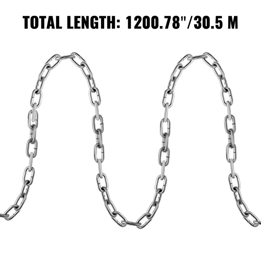 VEVOR Grade 30 Chain 1/4 Inch by 100Ft Length Grade 30 Proof Coil Chain Zinc Plated Grade 30 Chain for Towing Logging Agriculture and Guard Rails