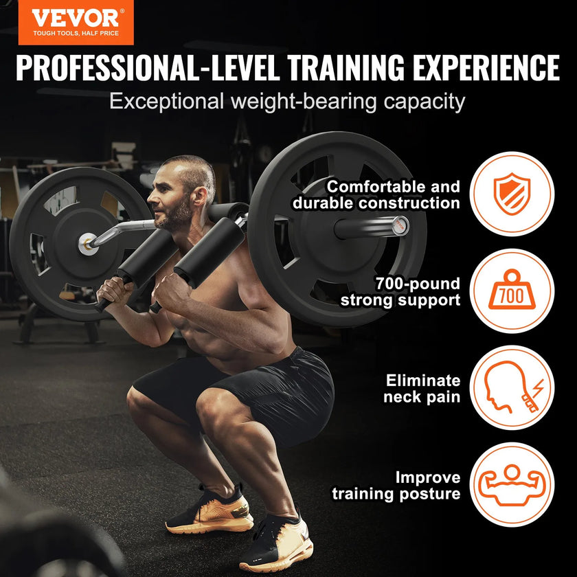 VEVOR Safety Squat Bar, 700 LBS Fitness Squat Bar, Safety Squat Bar Attachment with Shoulder and Arm Pads, 28mm Diameter Weight Bar, Ideal for Front Squats, Lunges, Rehab, Physical Therapy
