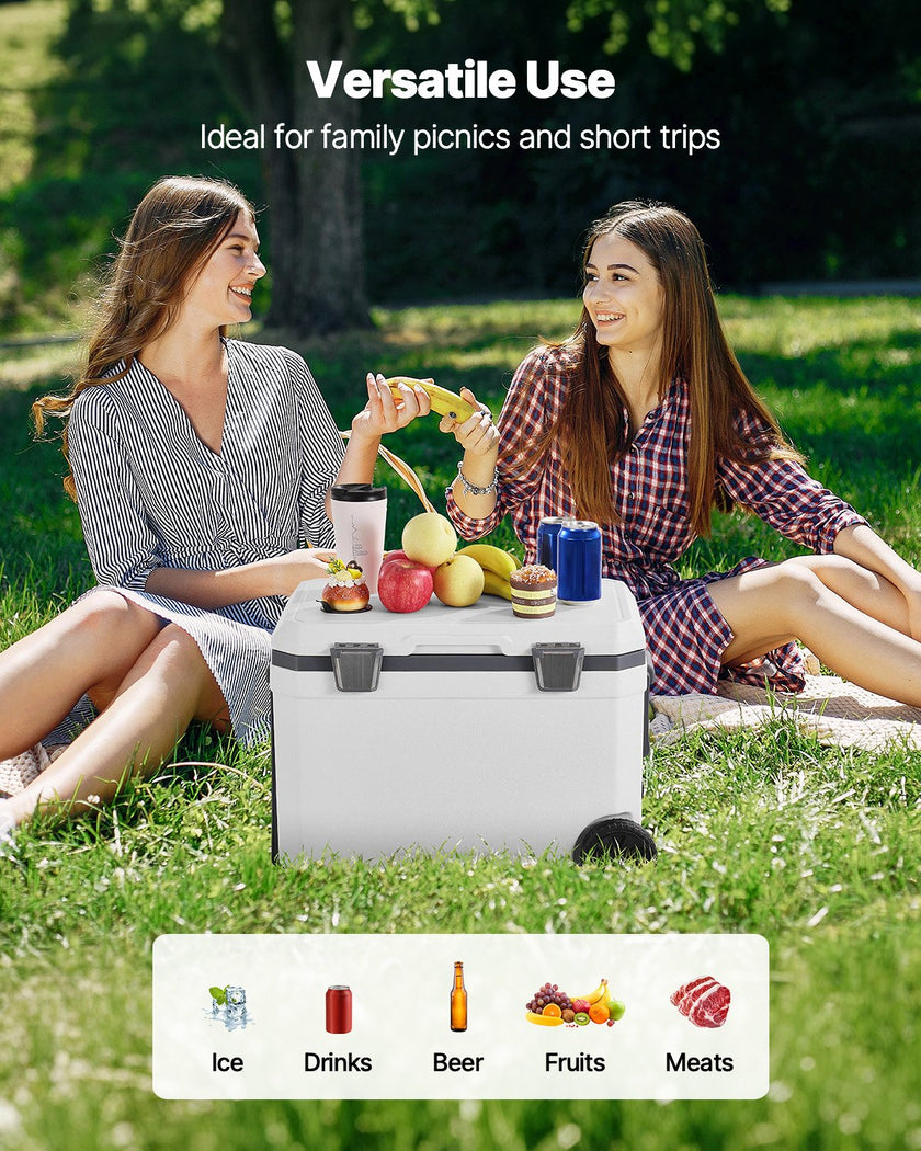 VEVOR Portable Cooler 45 QT Wheeled Cooler 64 Can Capacity with Cup Holder