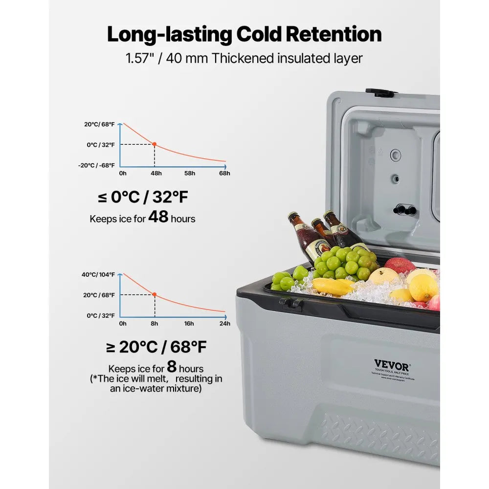 VEVOR Portable Cooler 74 QT Wheeled Cooler 120 Can Capacity with Cup Holder