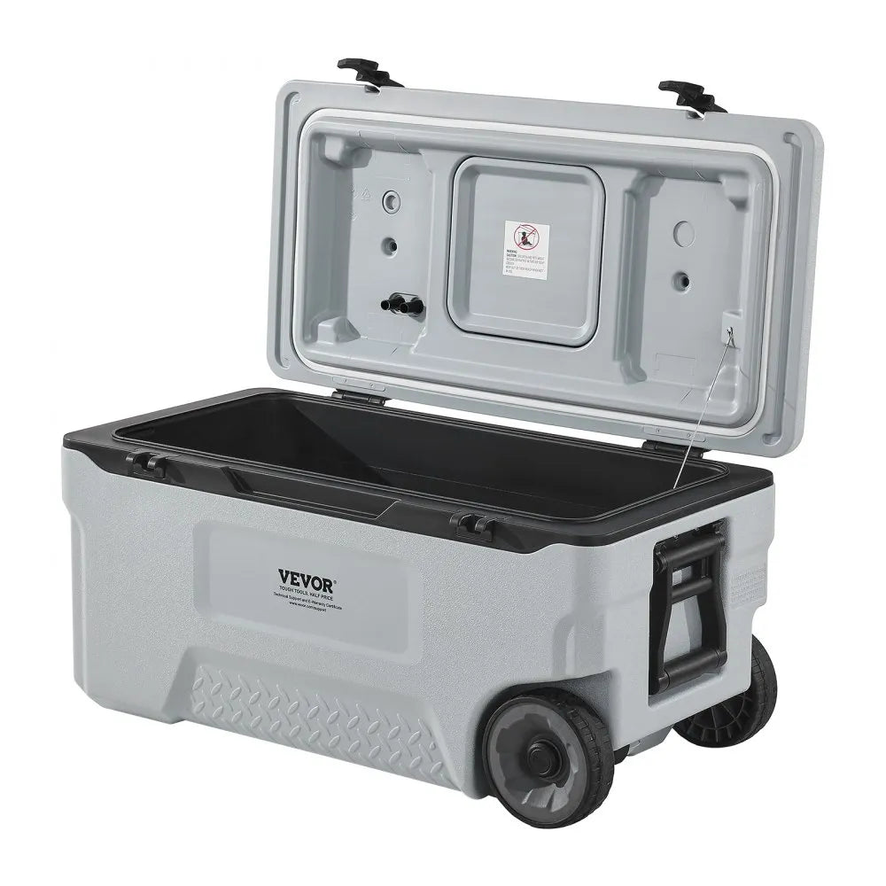 VEVOR Portable Cooler 74 QT Wheeled Cooler 120 Can Capacity with Cup Holder