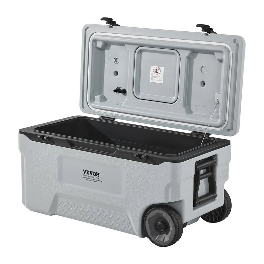 VEVOR Portable Cooler 74 QT Wheeled Cooler 120 Can Capacity with Cup Holder