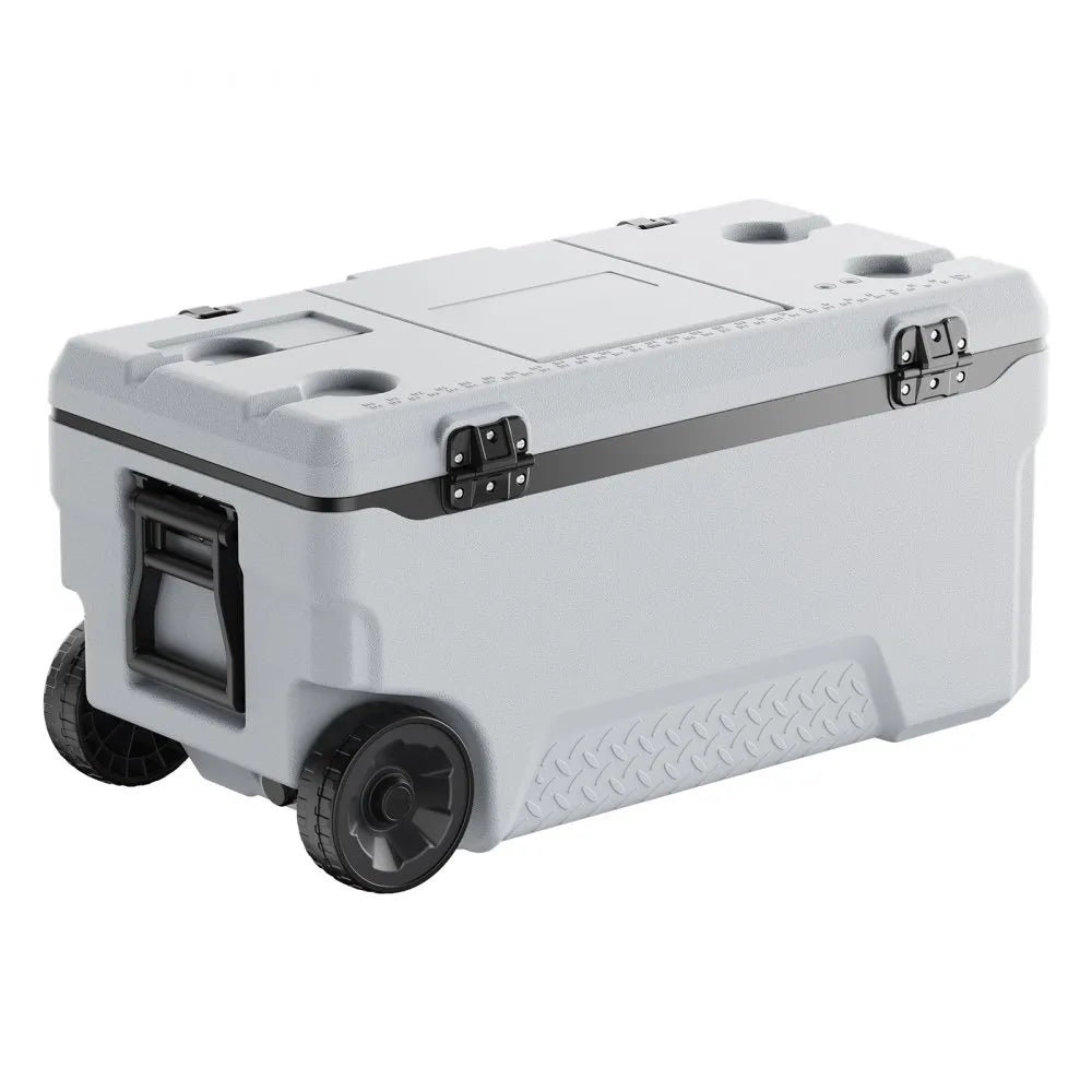 VEVOR Portable Cooler 74 QT Wheeled Cooler 120 Can Capacity with Cup Holder